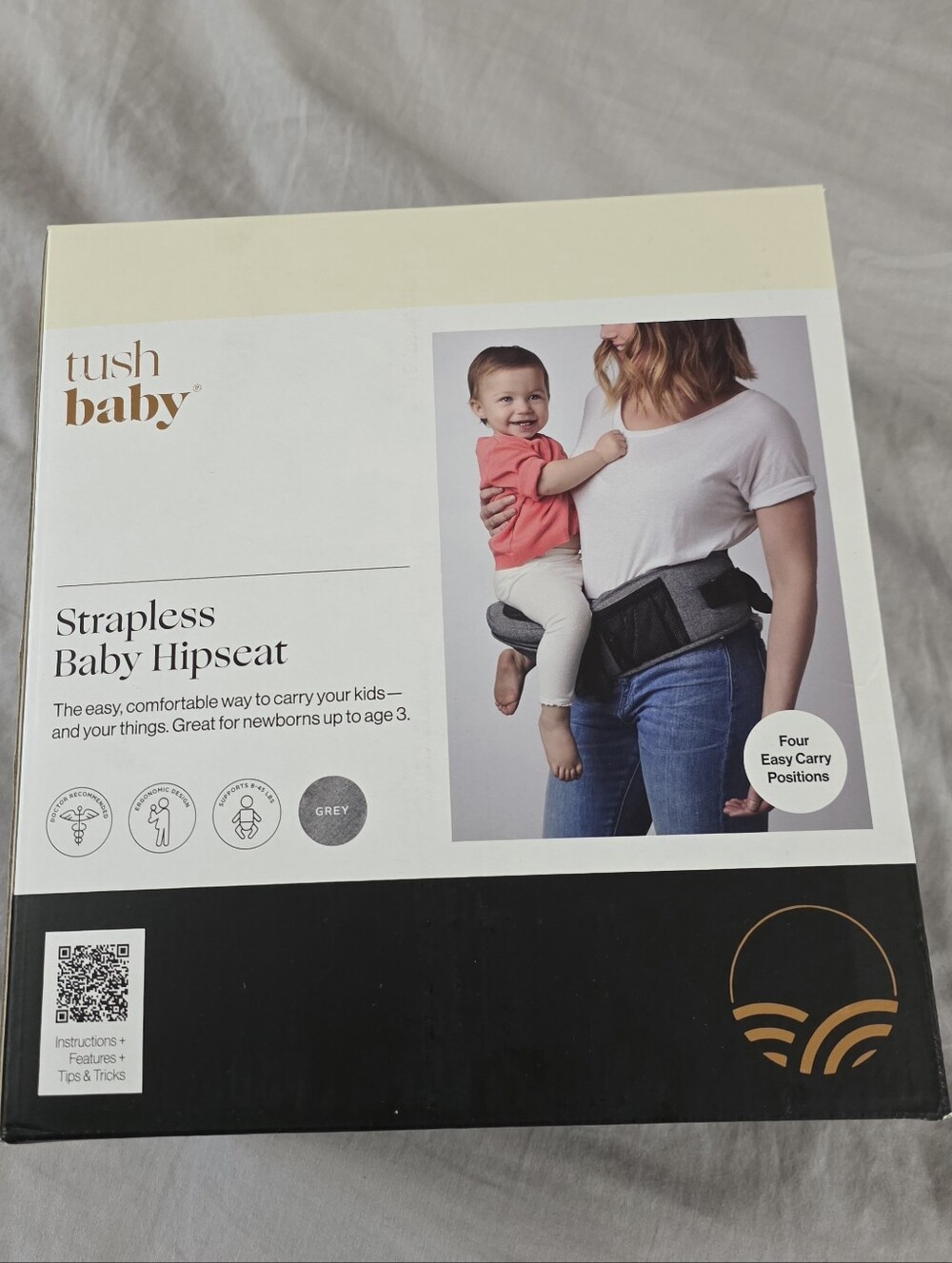 NEW Tush Baby Strapless Baby Hipseat Carrier - Grey